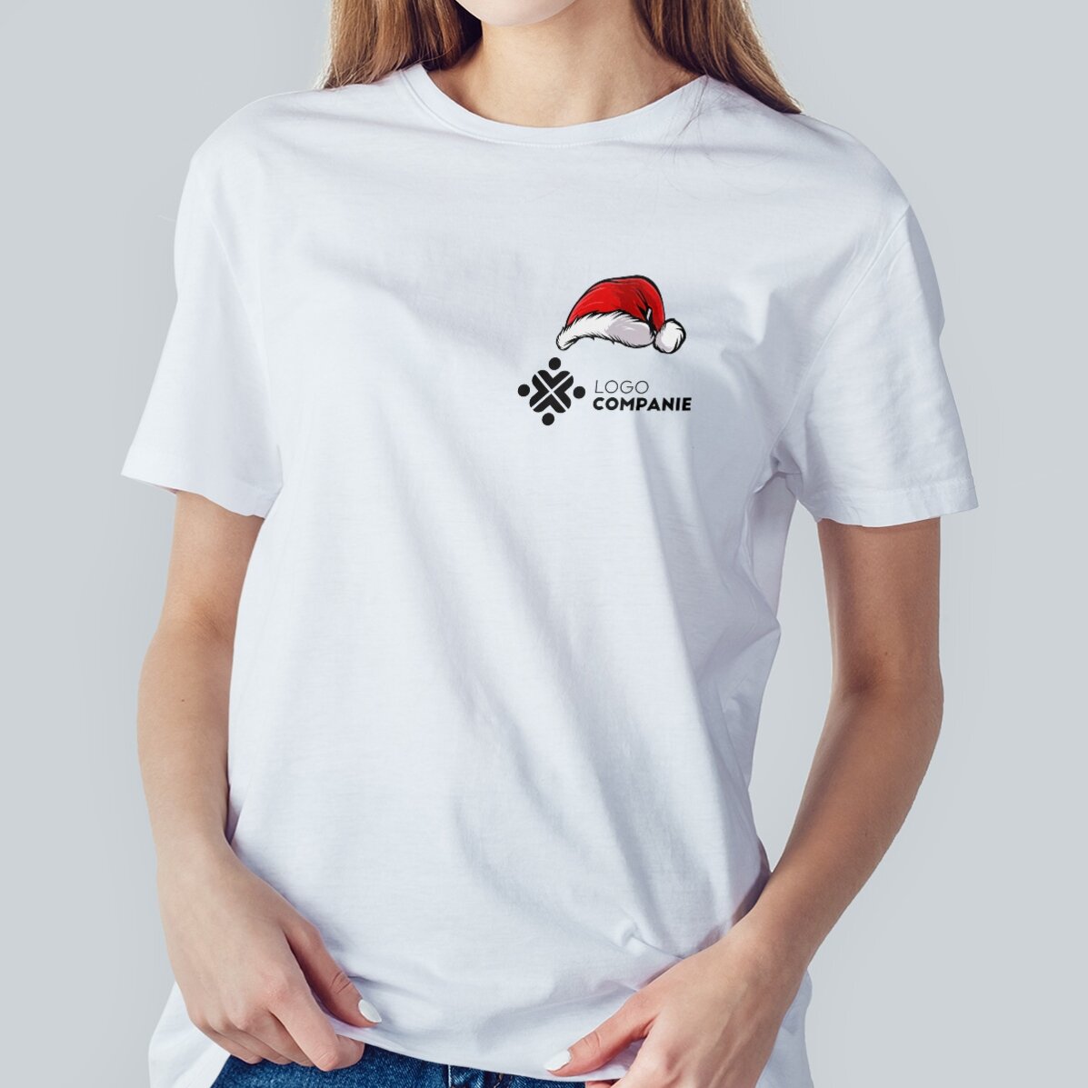 Tricou din bumbac personalizat cu logo de Crăciun