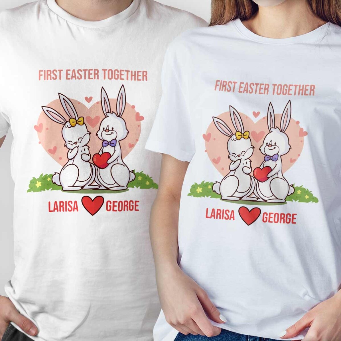 Tricou din bumbac personalizat cu mesaj - First Easter Together
