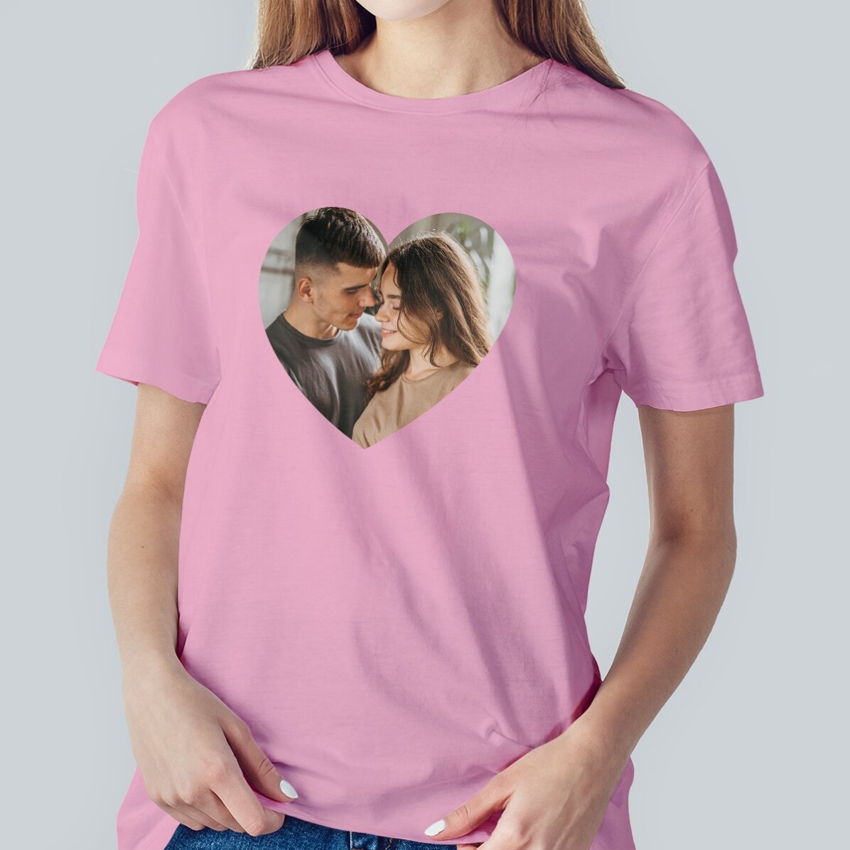 Tricou din bumbac personalizat cu o fotografie - Inimă