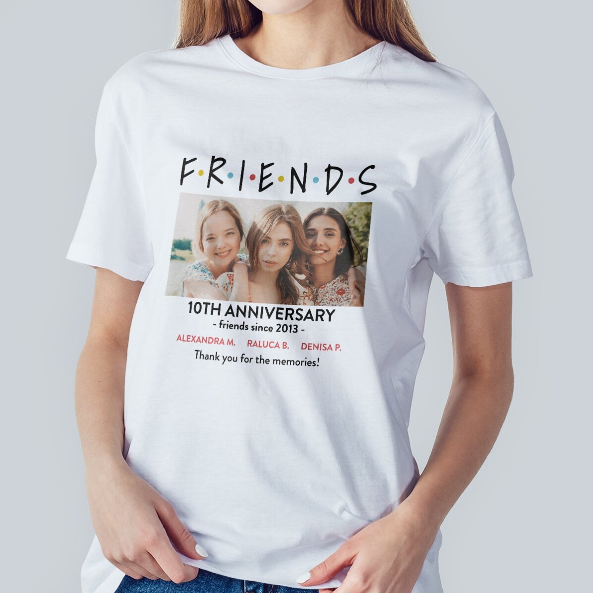 Tricou din bumbac personalizat cu o poză și mesaj - FRIENDS