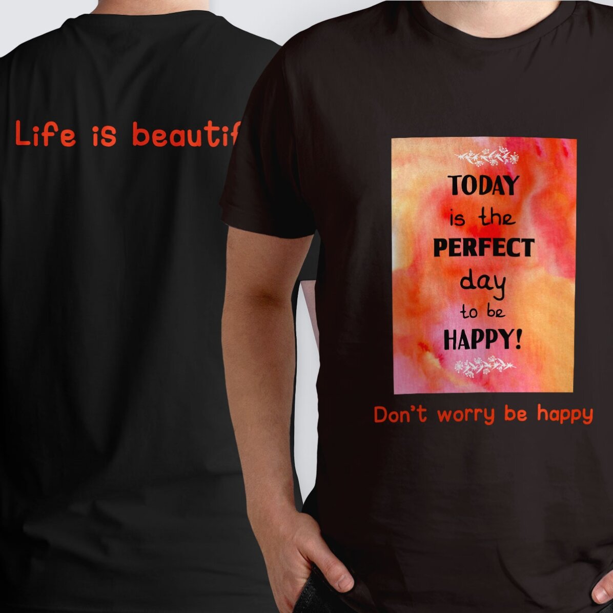 Tricou din bumbac personalizat cu poză și mesaje față-verso