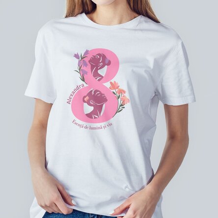 Tricou din bumbac personalizat cu text - 8 Martie