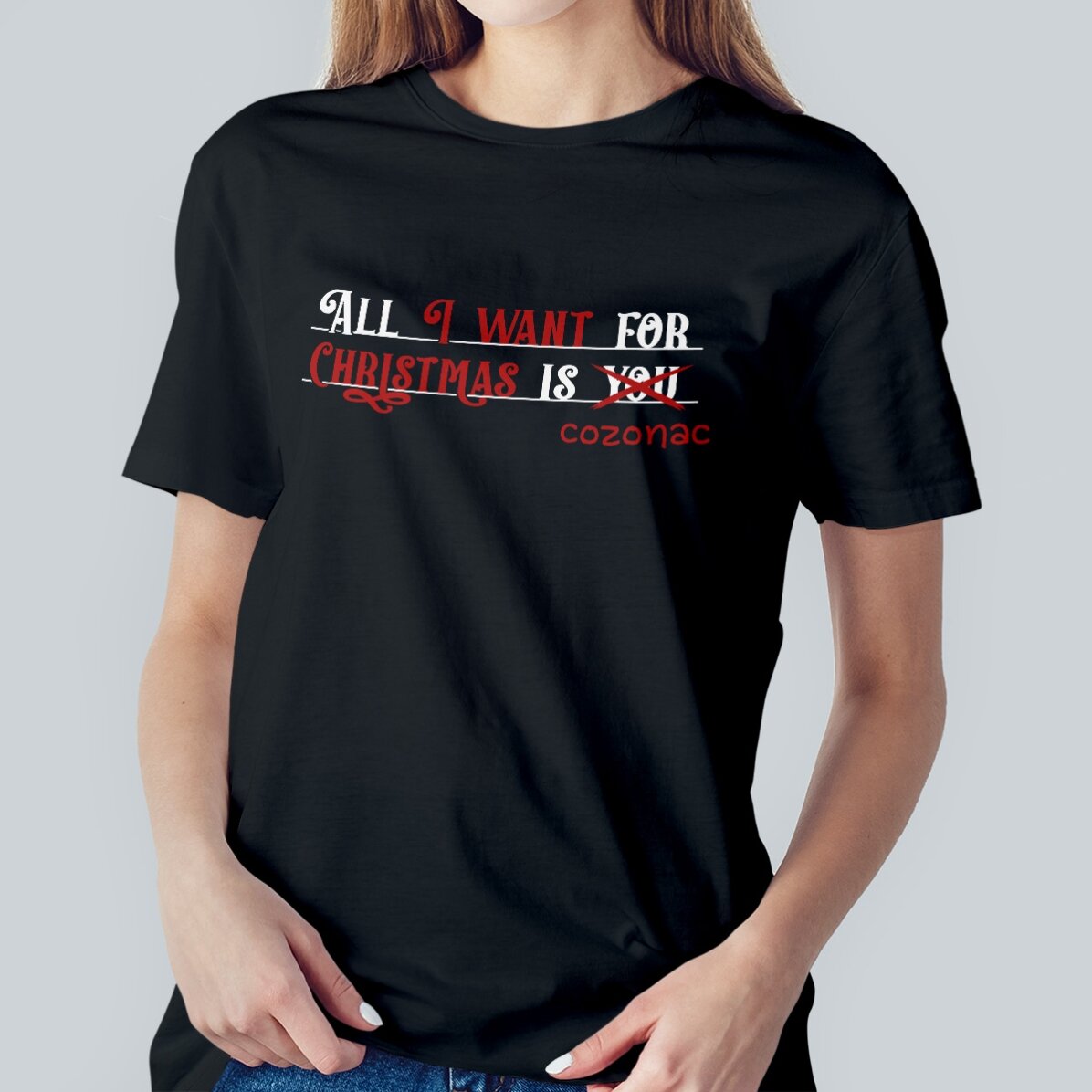 Tricou din bumbac personalizat cu text - All I want for Christmas
