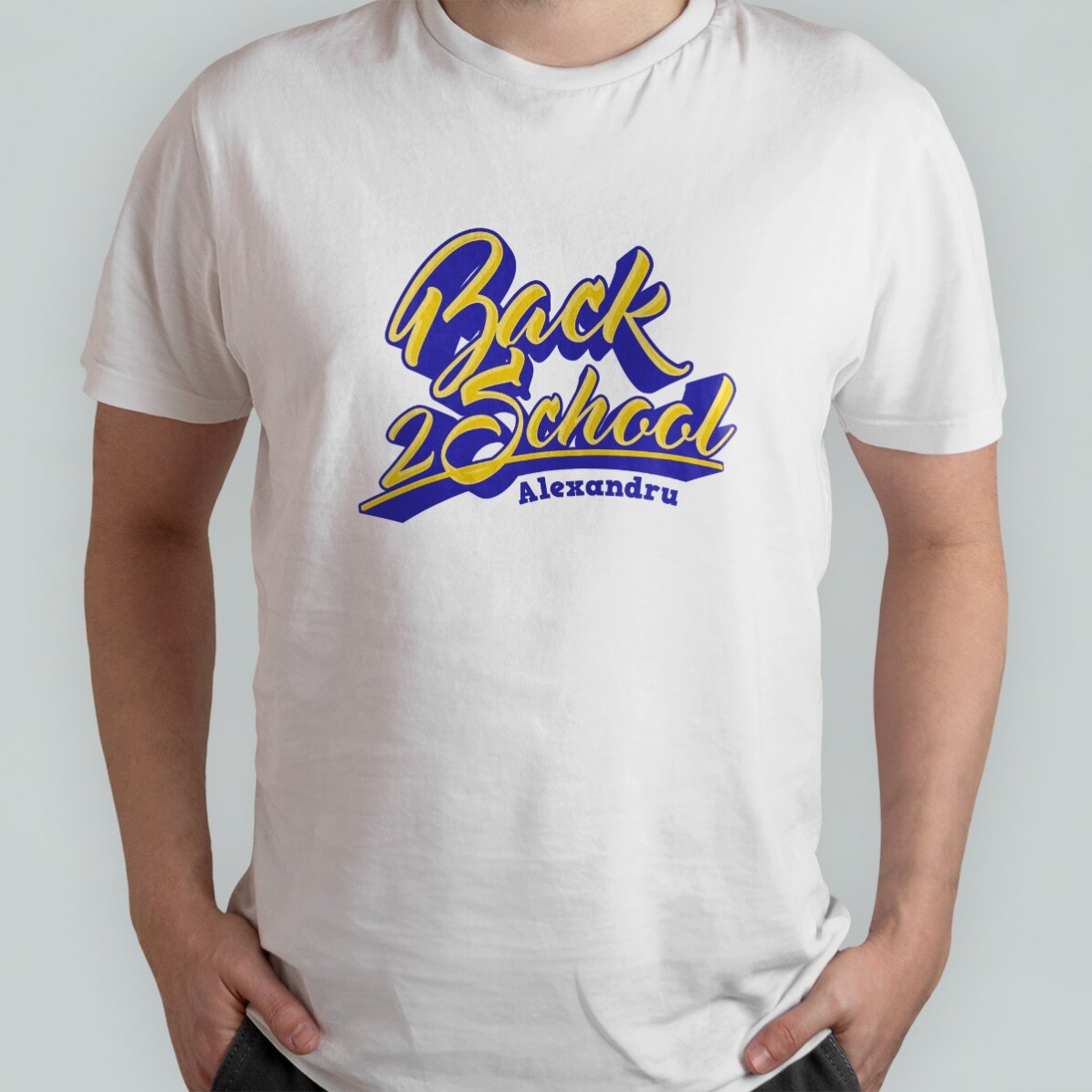 Tricou din bumbac personalizat cu text - Back 2 school