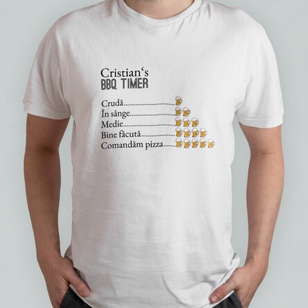 Tricou din bumbac personalizat cu text - BBQ Timer