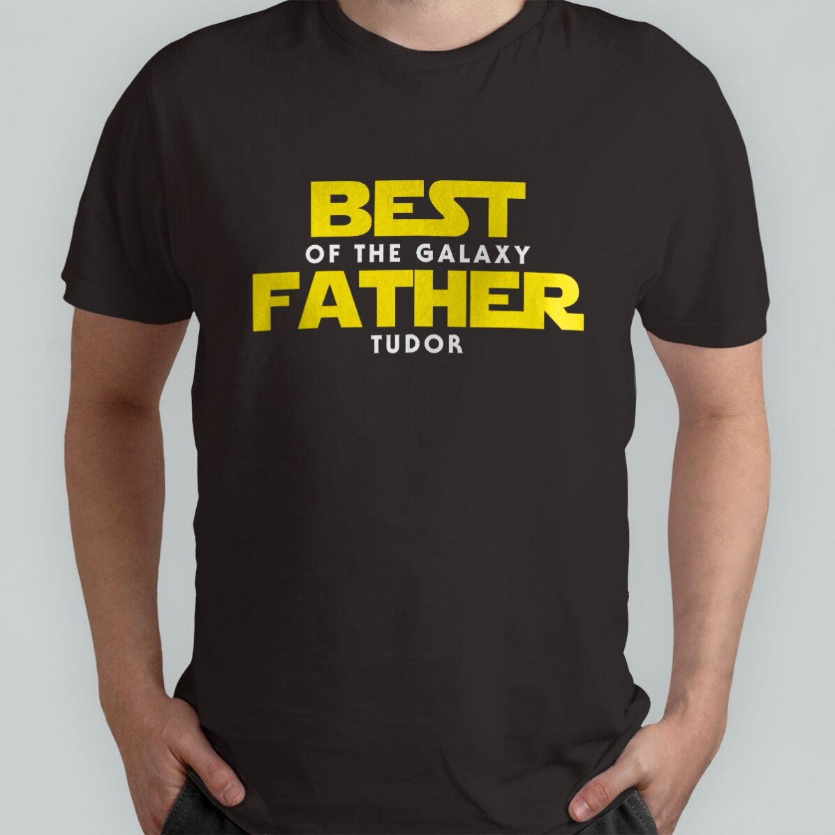 Tricou din bumbac personalizat cu text - Best father of the galaxy