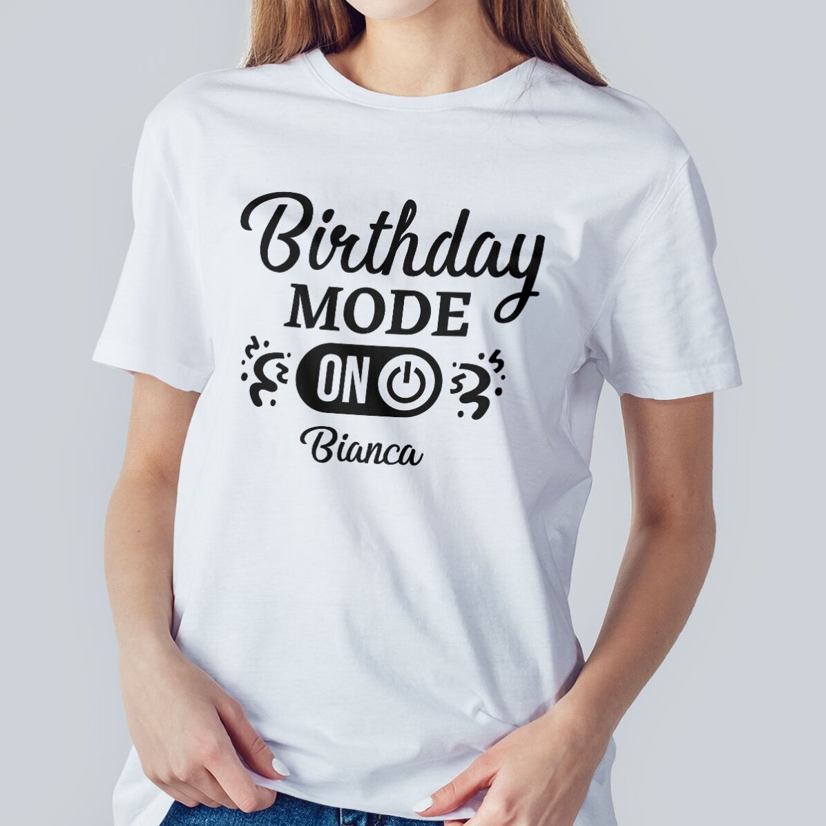 Tricou din bumbac personalizat cu text - Birthday Mode ON