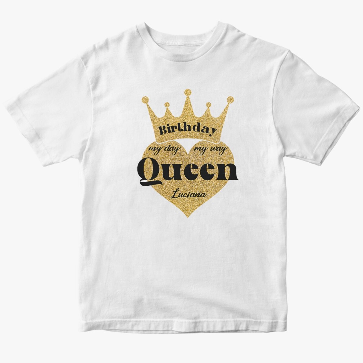 Персонализирана памучна тениска с надпис - Birthday Queen