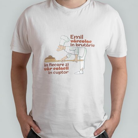 Tricou din bumbac personalizat cu text - Brutar