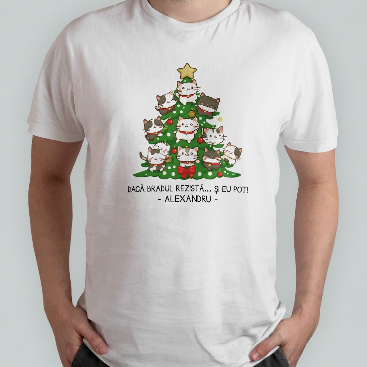 Tricou din bumbac personalizat cu text -  Catmas tree