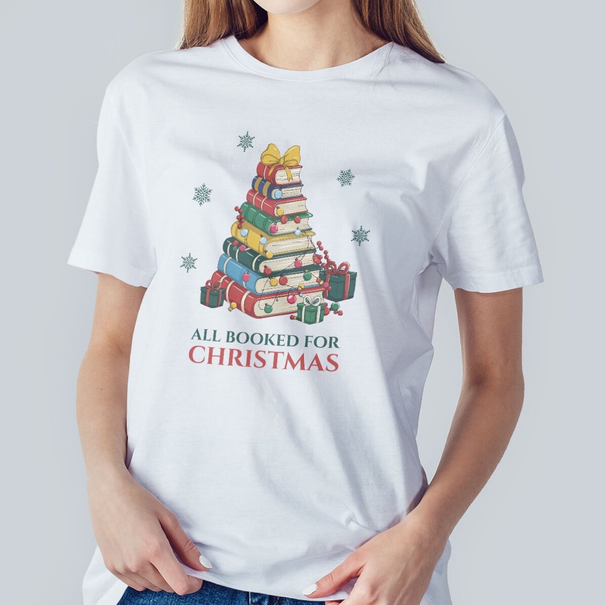 Tricou din bumbac personalizat cu text de Crăciun - Books
