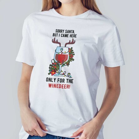 Tricou din bumbac personalizat cu text de Crăciun - Winedeer
