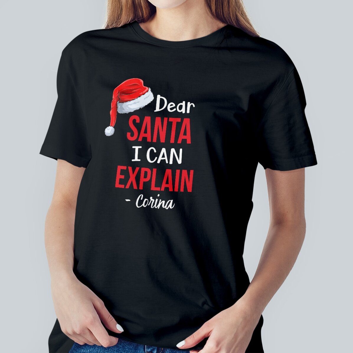 Tricou din bumbac personalizat cu text - Dear Santa