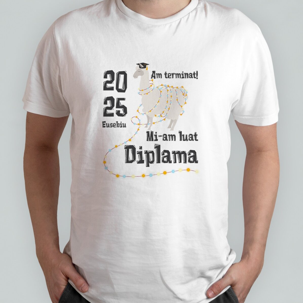 Tricou din bumbac personalizat cu text - Diplama