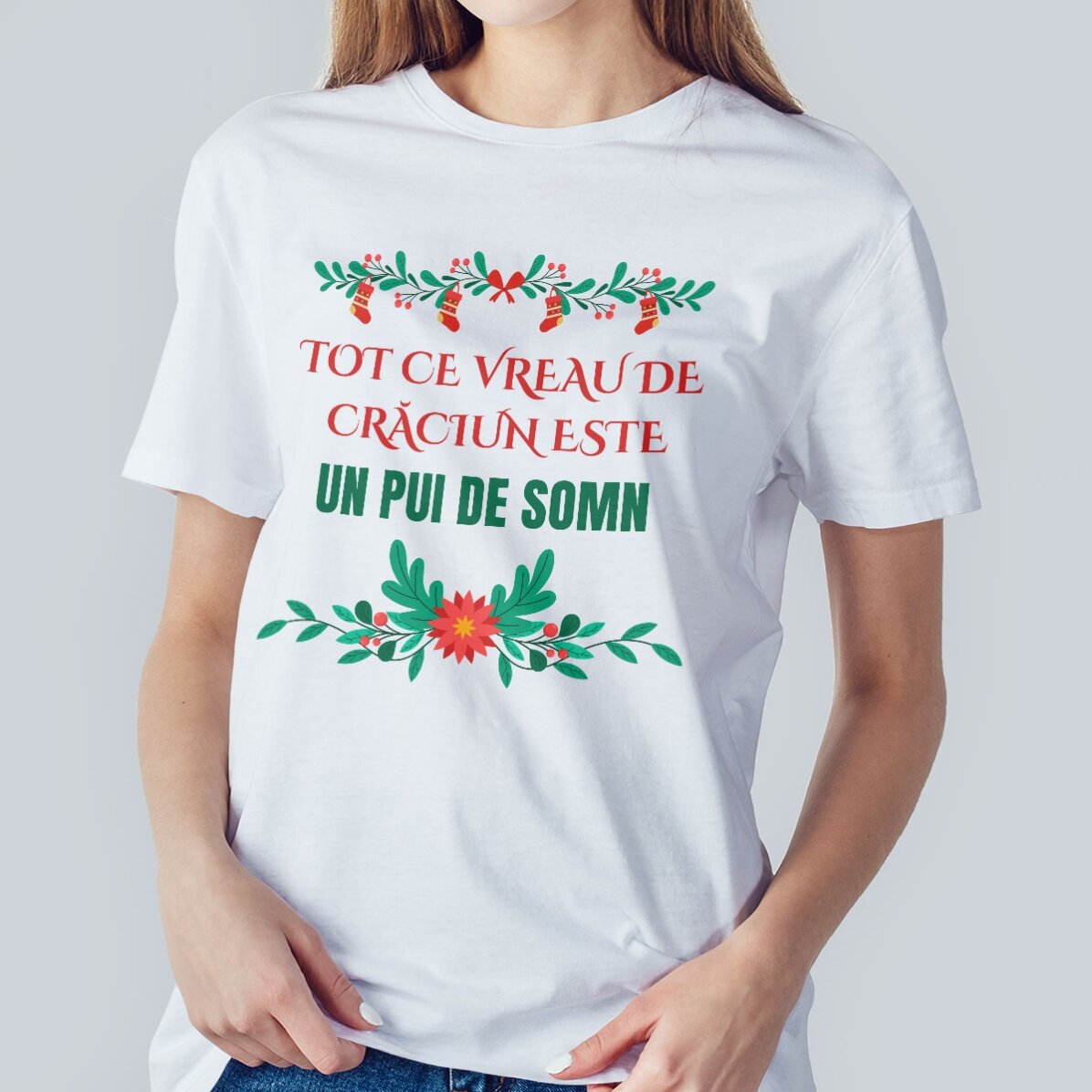 Tricou din bumbac personalizat cu text - Dorința de Crăciun