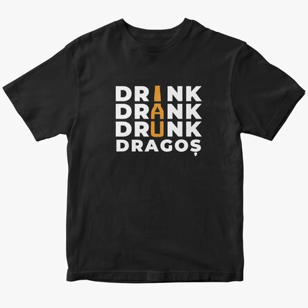 Персонализирана памучна тениска с текст - Drink, drank, drunk (Пий, пих, пиян)
