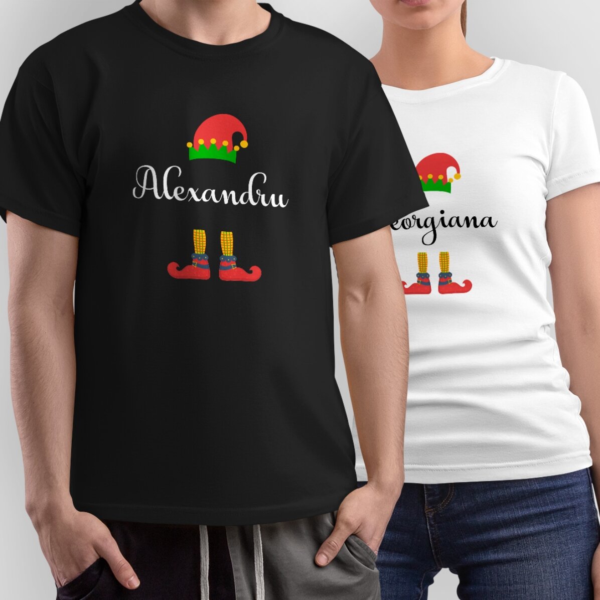 Tricou din bumbac personalizat cu text - Elful lui Moș Crăciun