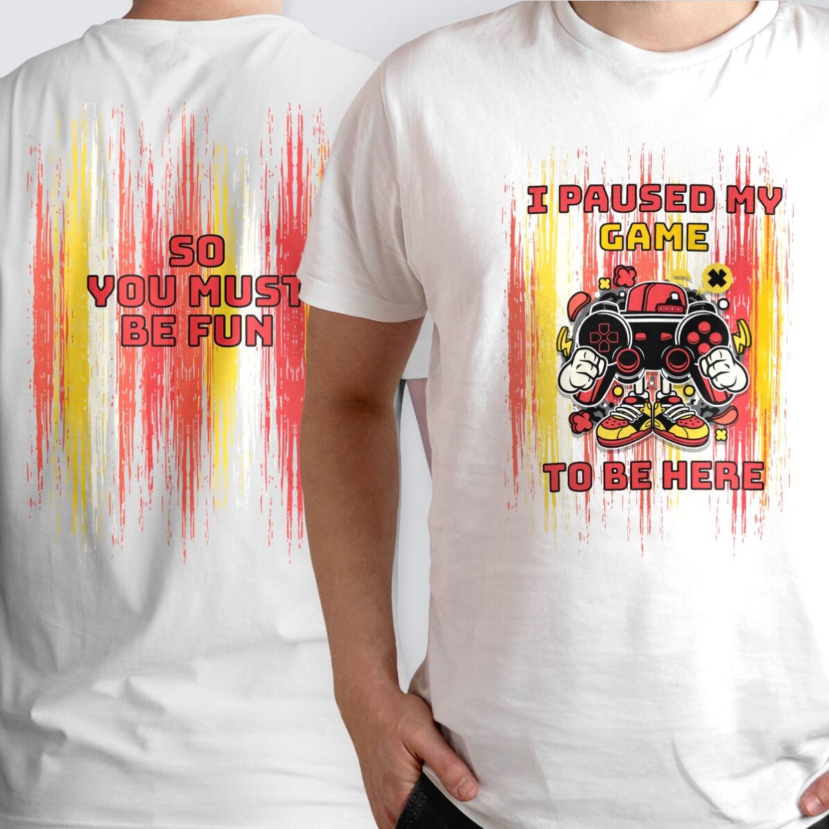 Tricou din bumbac personalizat cu text față-verso - Gamer