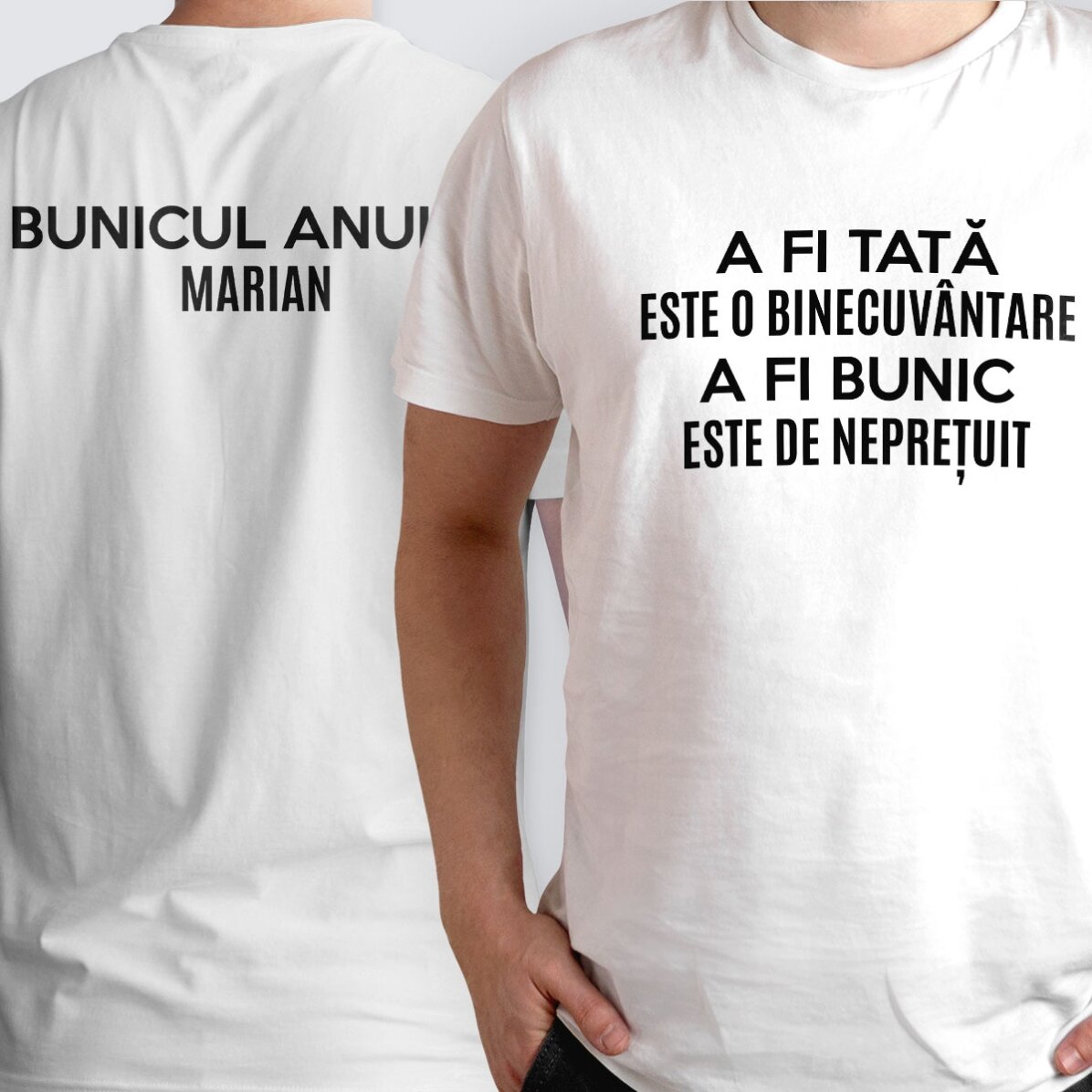 Tricou din bumbac personalizat cu text față-verso