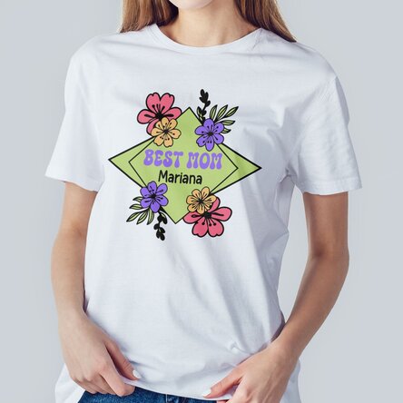 Tricou din bumbac personalizat cu text - Floral frame