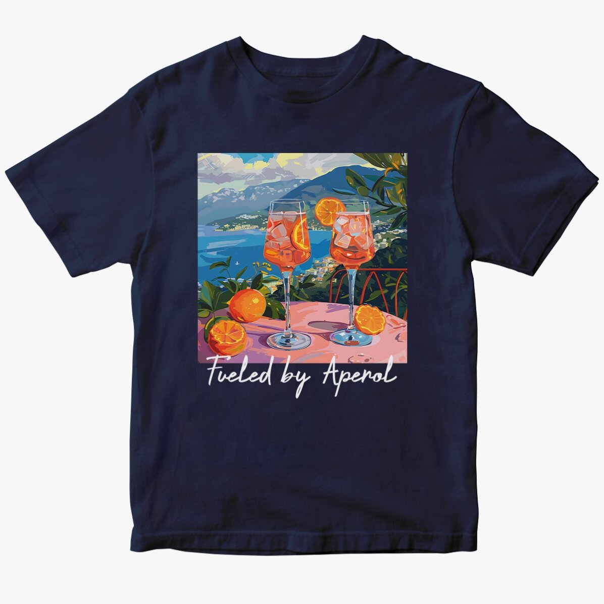Tricou din bumbac personalizat cu text - Fueled by Aperol