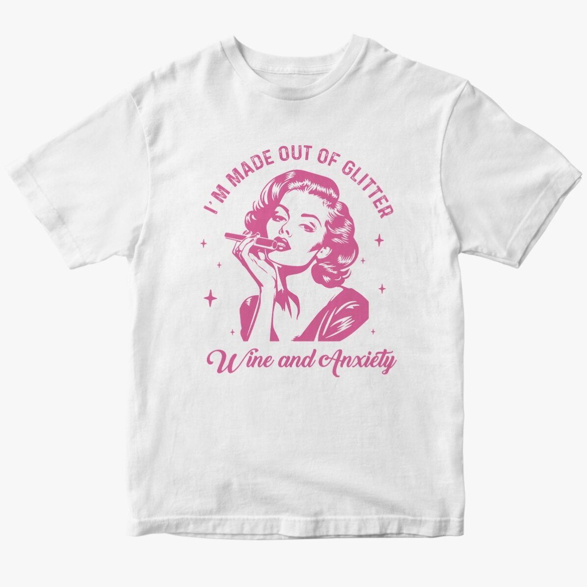 Tricou din bumbac personalizat - Glitter, wine & anxiety