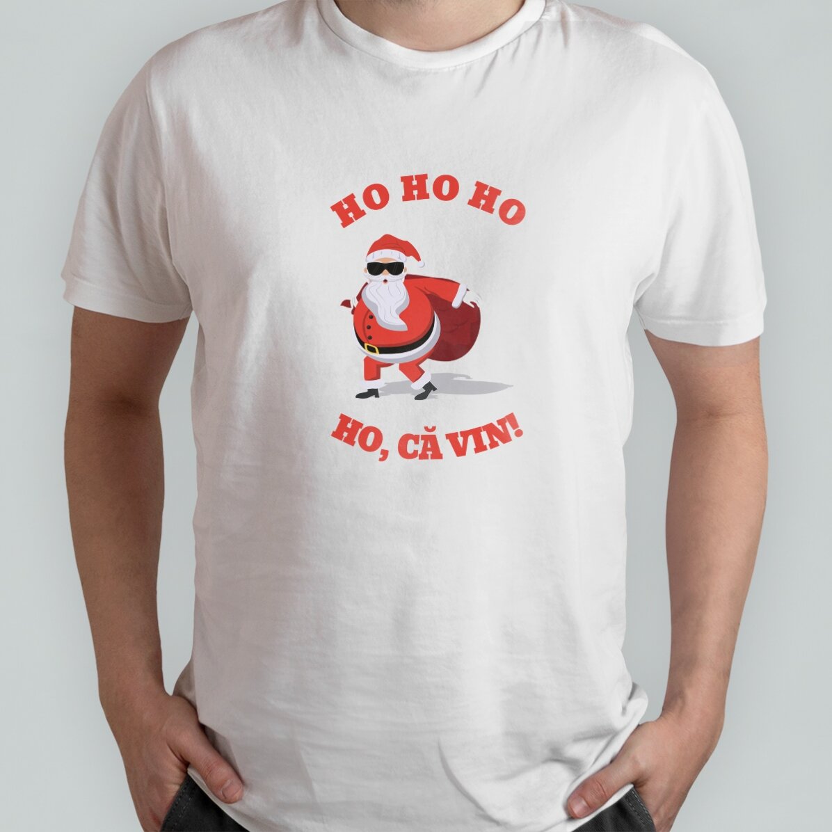 Tricou din bumbac personalizat cu text - HO HO HO