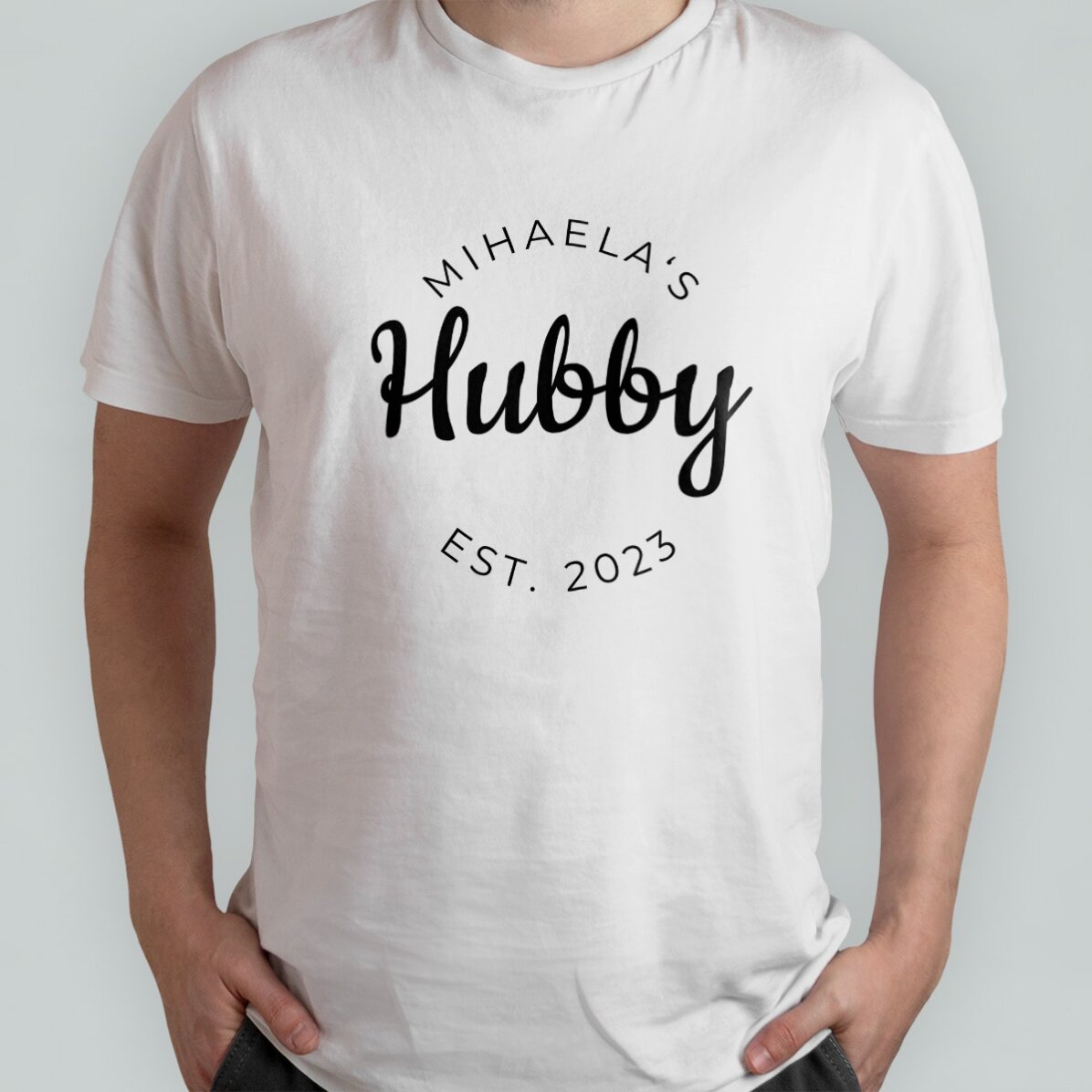 Tricou din bumbac personalizat cu text - Hubby & Wifey