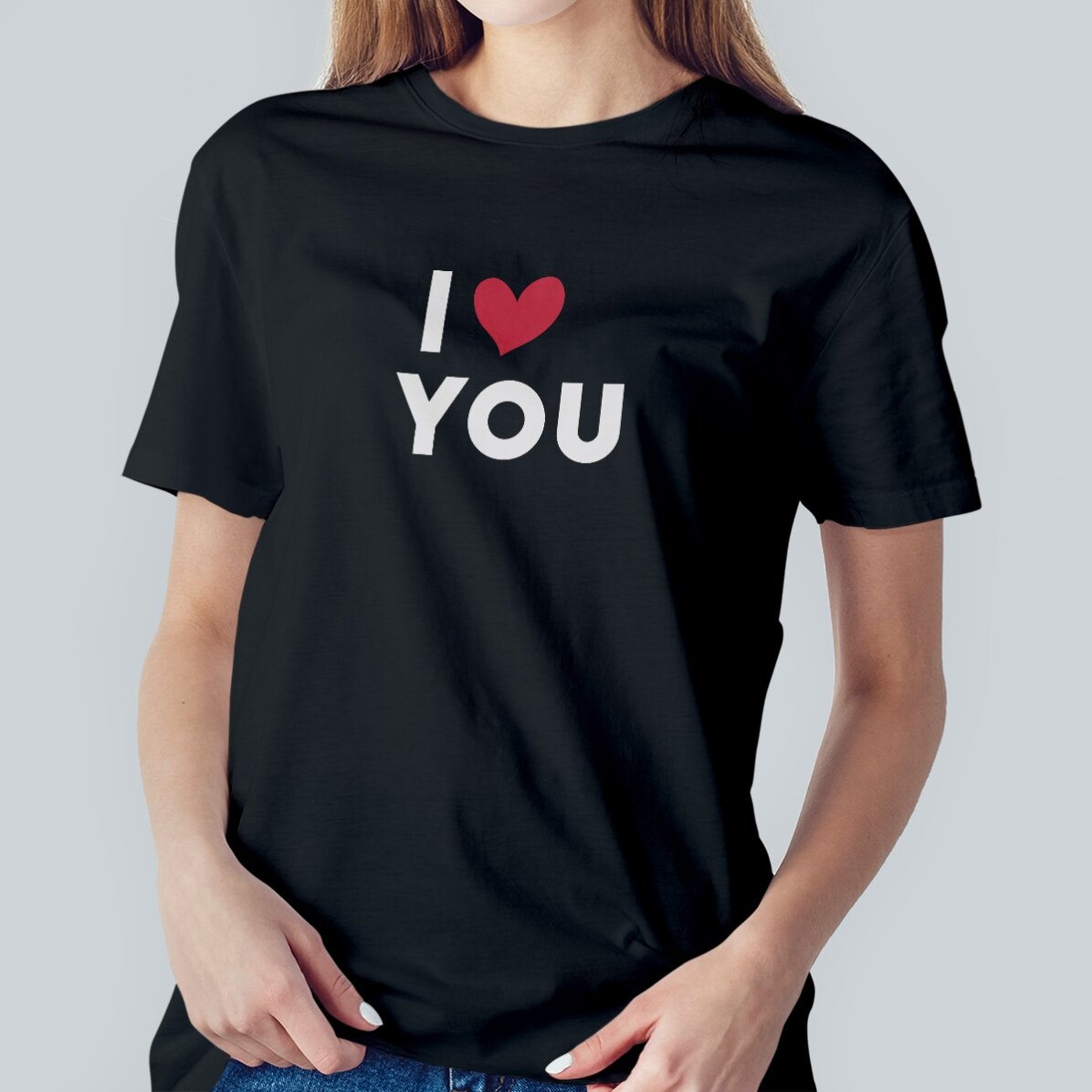 Tricou din bumbac personalizat cu text - I love ...