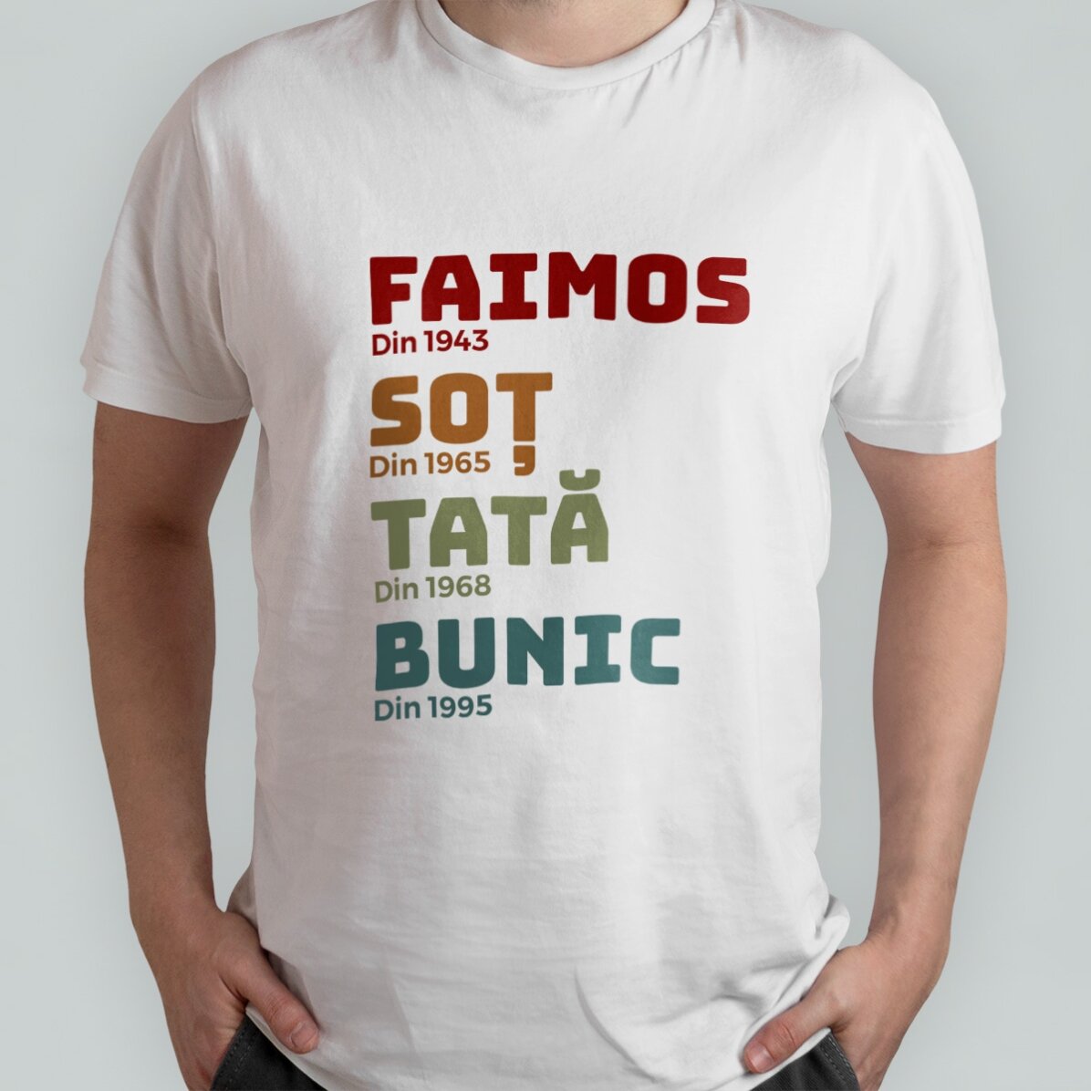 Tricou din bumbac personalizat cu text - Istoria bunicului