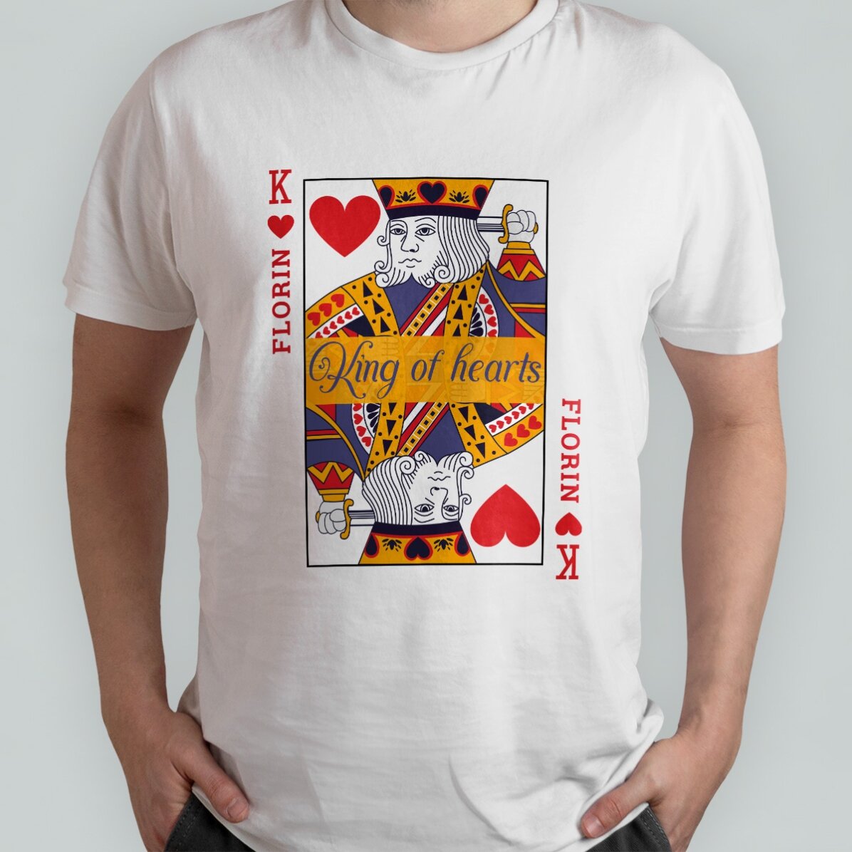 Tricou din bumbac personalizat cu text - King of hearts