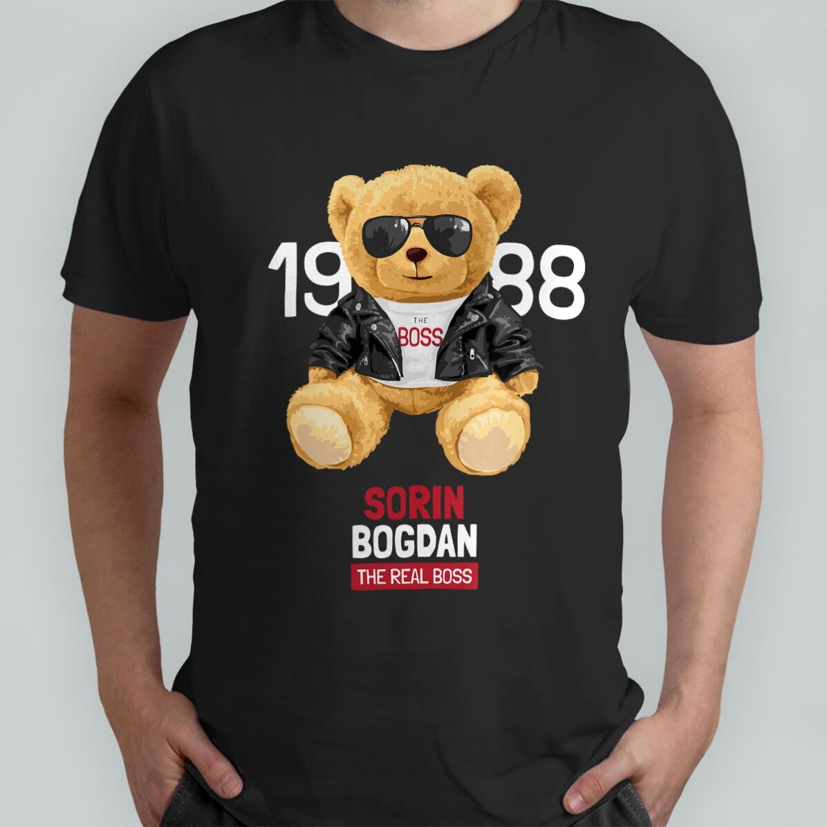 Tricou din bumbac personalizat cu text - Like a boss
