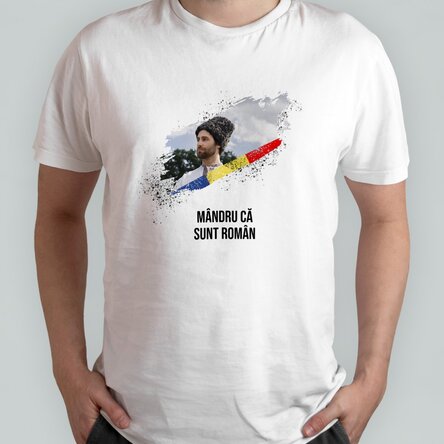 Tricou din bumbac personalizat cu text - Mândru că sunt român
