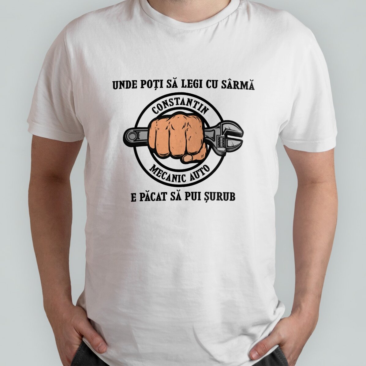 Tricou din bumbac personalizat cu text - Mecanic