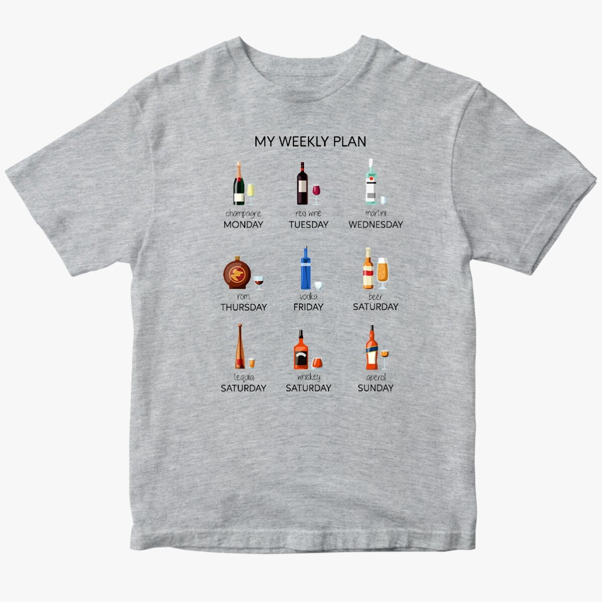 Tricou din bumbac personalizat cu text - My weekly plan