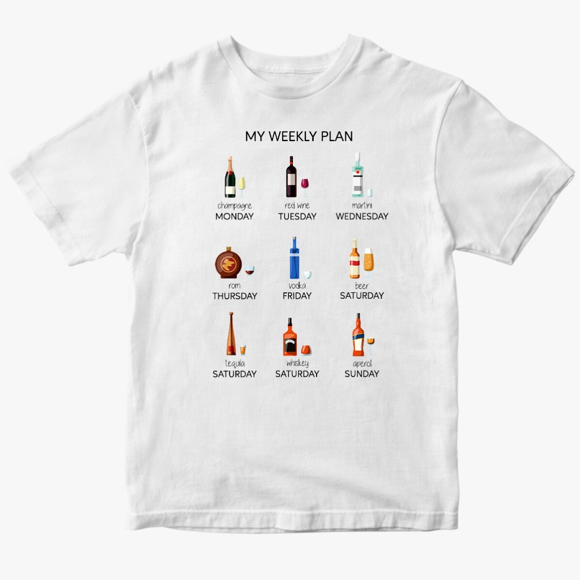 Tricou din bumbac personalizat cu text - My weekly plan