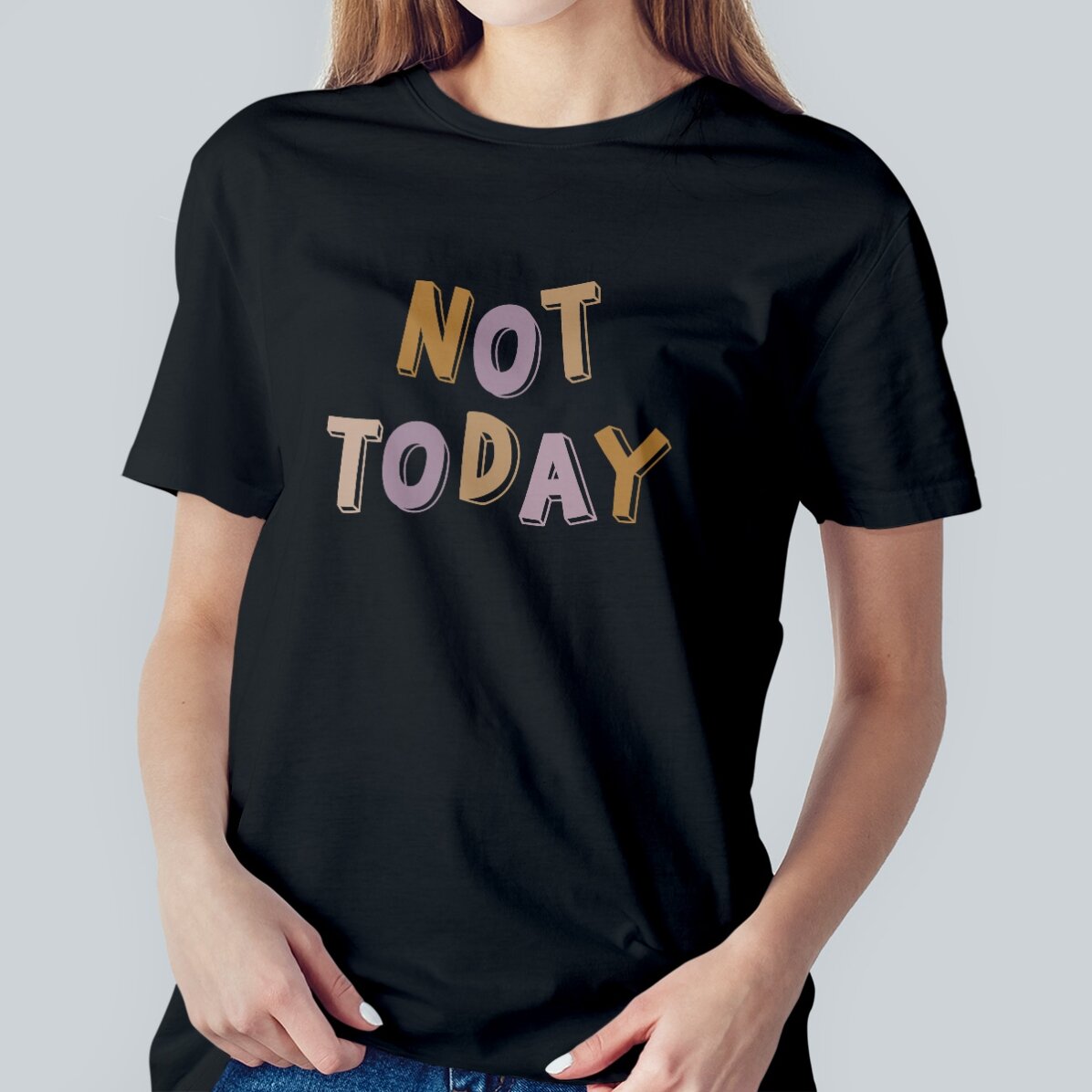Tricou din bumbac personalizat cu text - Not today