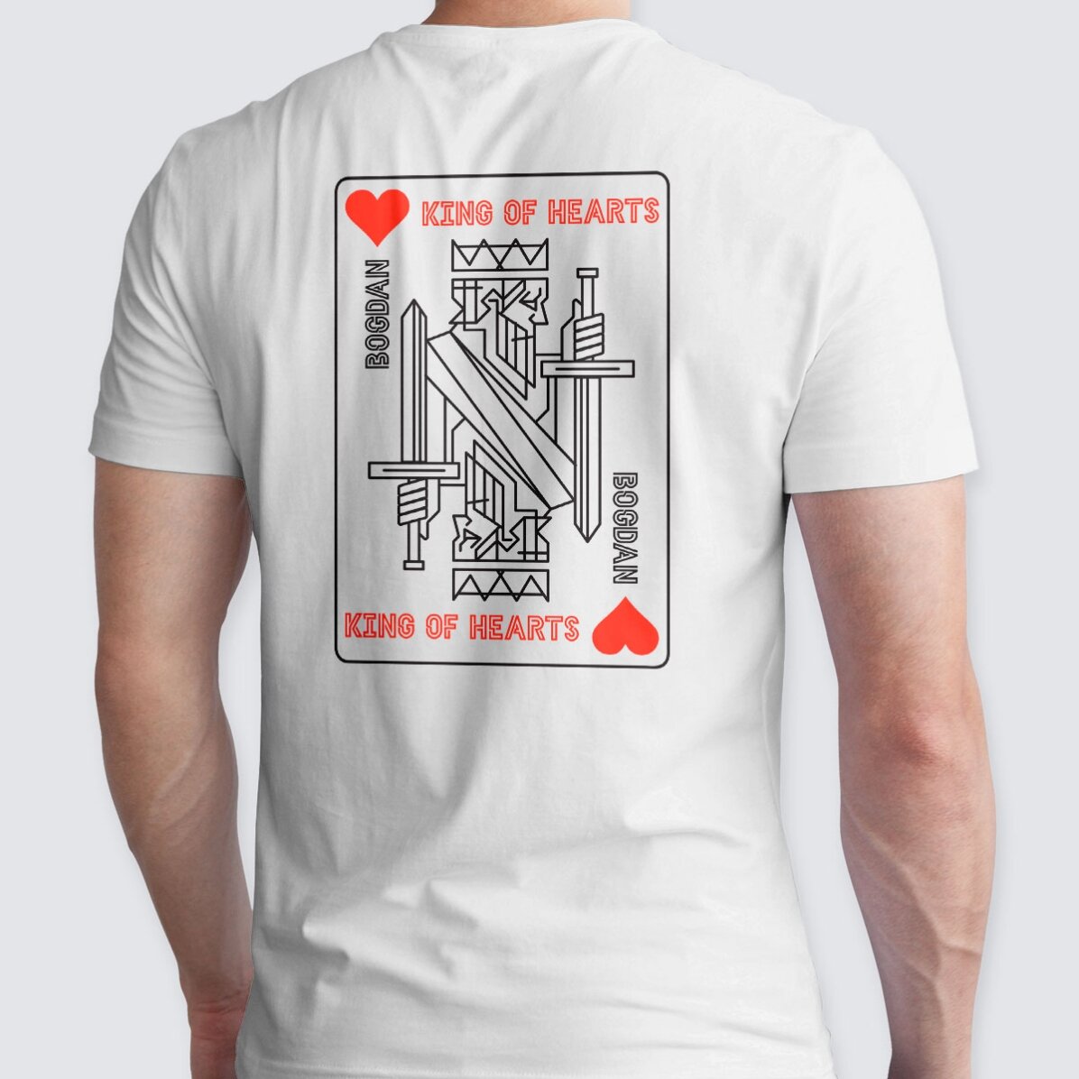 Tricou din bumbac personalizat cu text pe spate - King of hearts