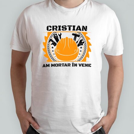 Tricou din bumbac personalizat cu text pentru constructori - Echipament