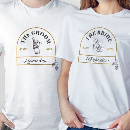 Tricou din bumbac personalizat cu text pentru nuntă - Vintage Love