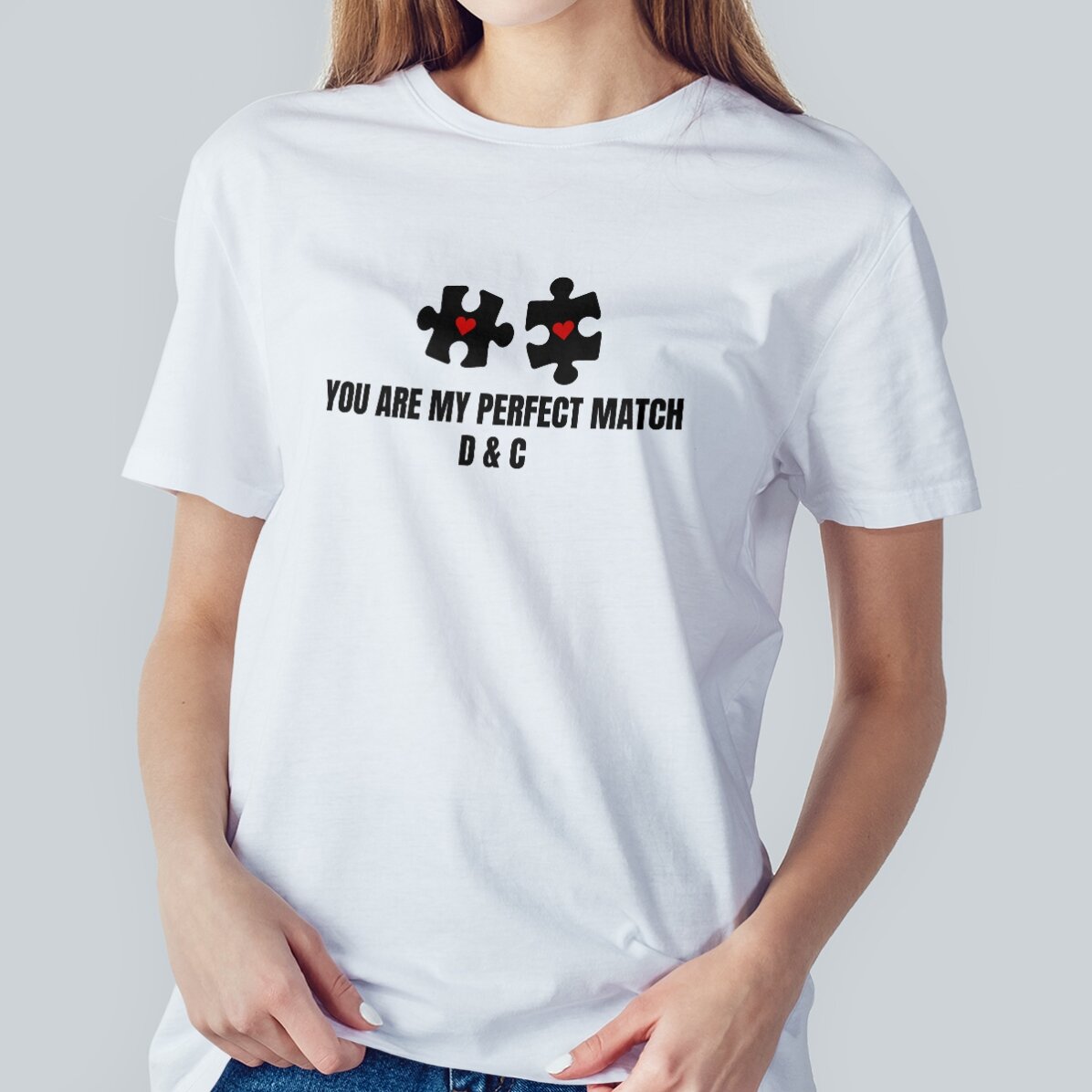 Tricou din bumbac personalizat cu text - Perfect Match