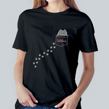 Tricou din bumbac personalizat cu text - Pisicuță ascunsă