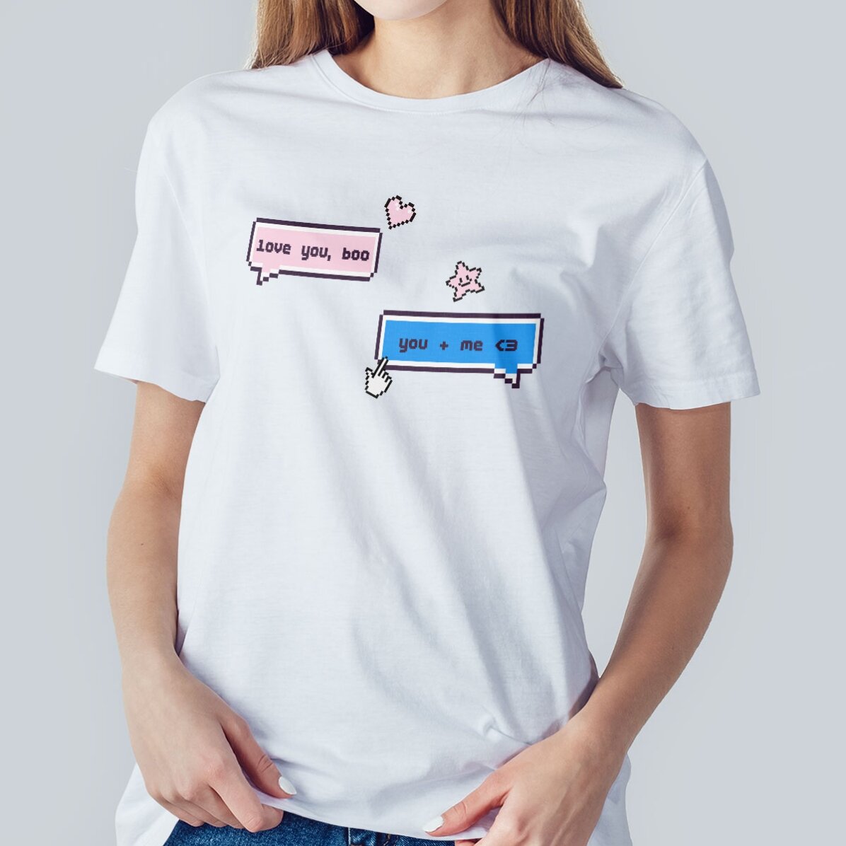 Tricou din bumbac personalizat cu text - Pixel Chat