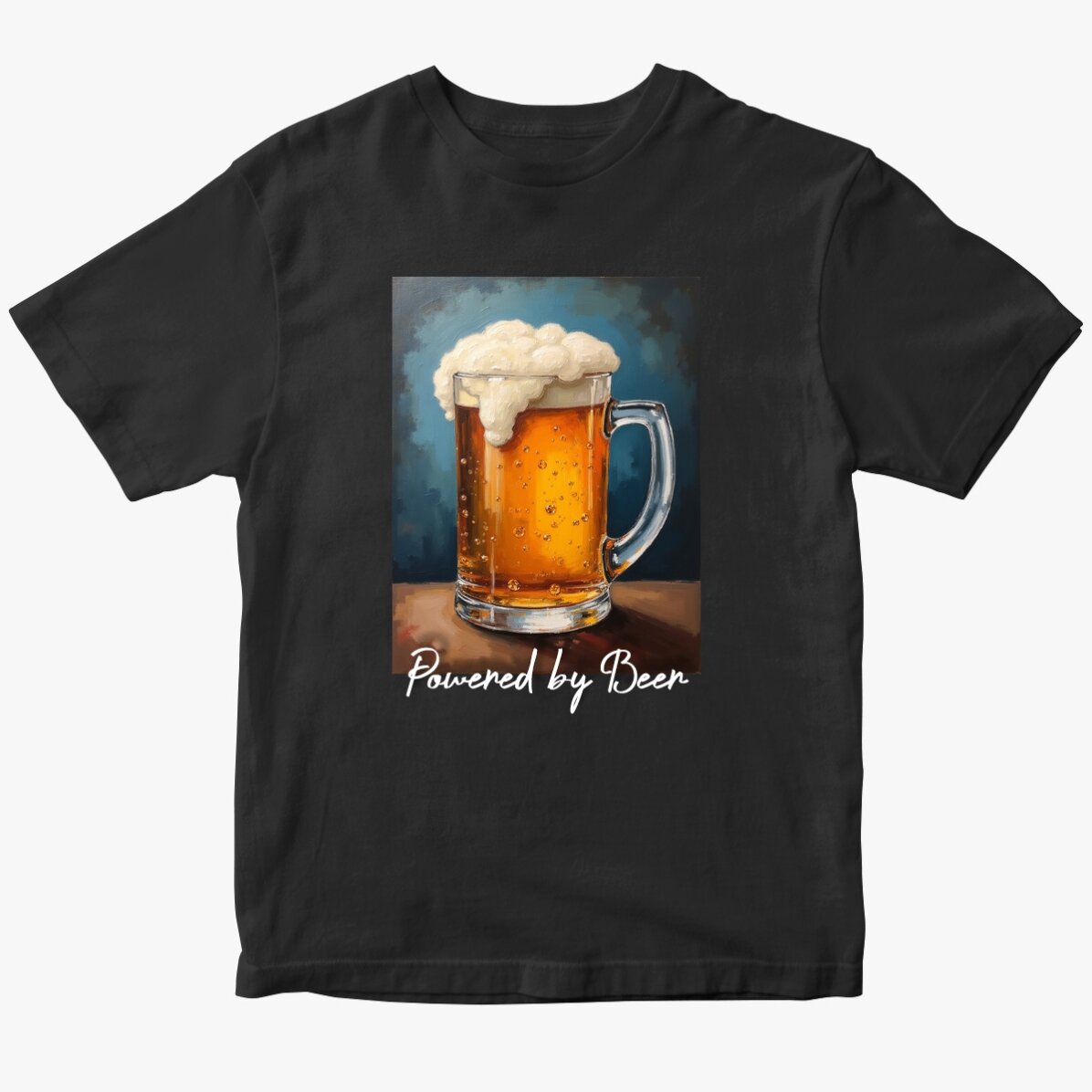 Tricou din bumbac personalizat cu text - Powered by Beer