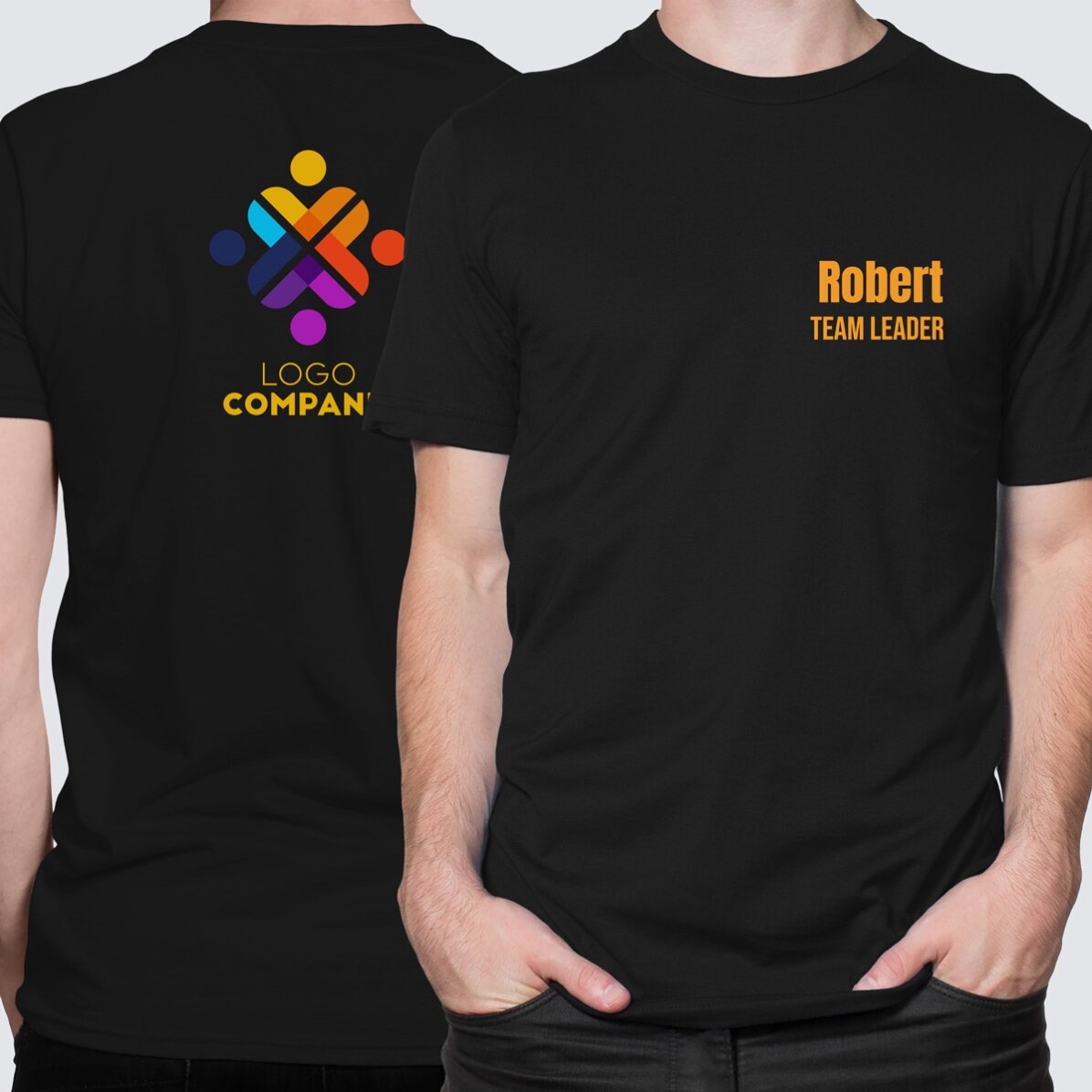 Tricou din bumbac personalizat cu text și logo față - verso