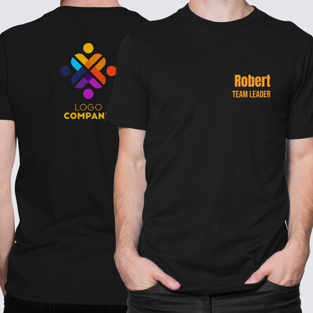 Tricou din bumbac personalizat cu text și logo față - verso