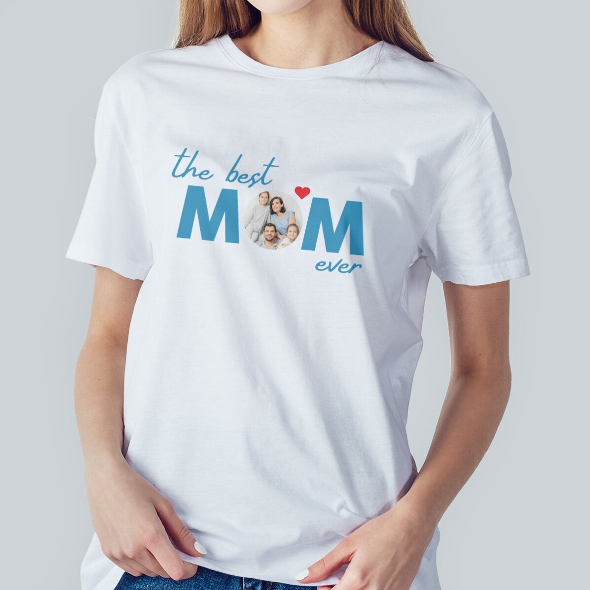 Tricou din bumbac personalizat cu text și poză - Best mom ever