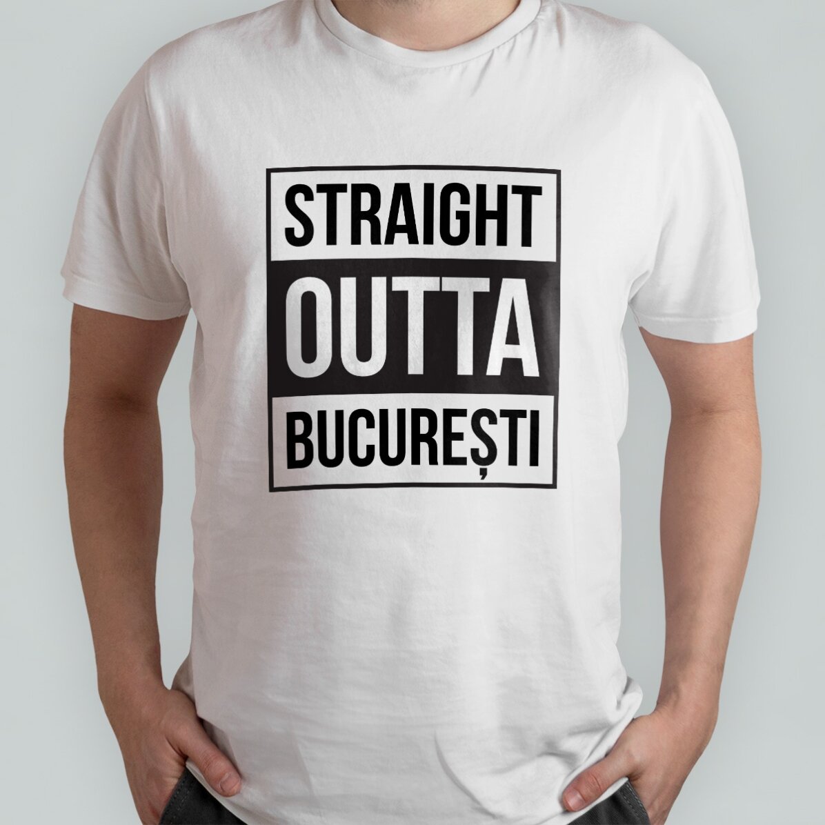 Tricou din bumbac personalizat cu text - Straight outta
