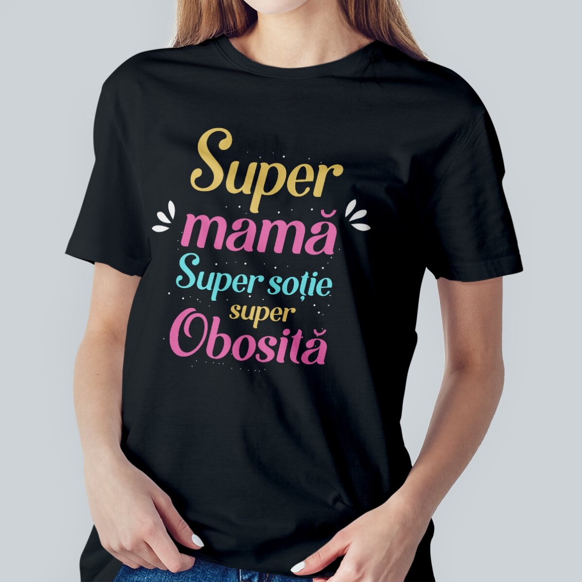 Tricou din bumbac personalizat cu text - Super Mama