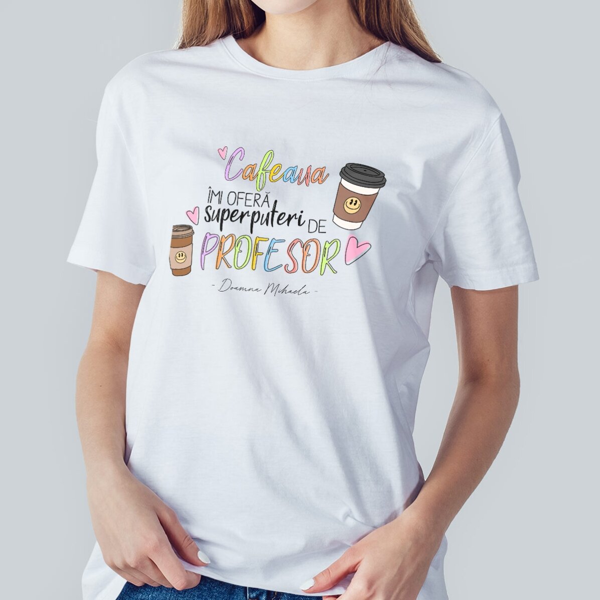 Tricou din bumbac personalizat cu text - Superputeri de Profesor